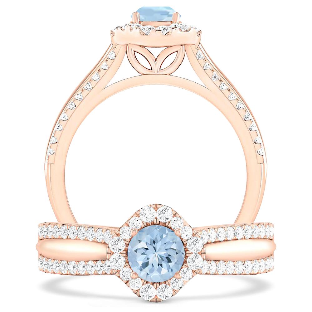 Rose Gold - Aquamarine