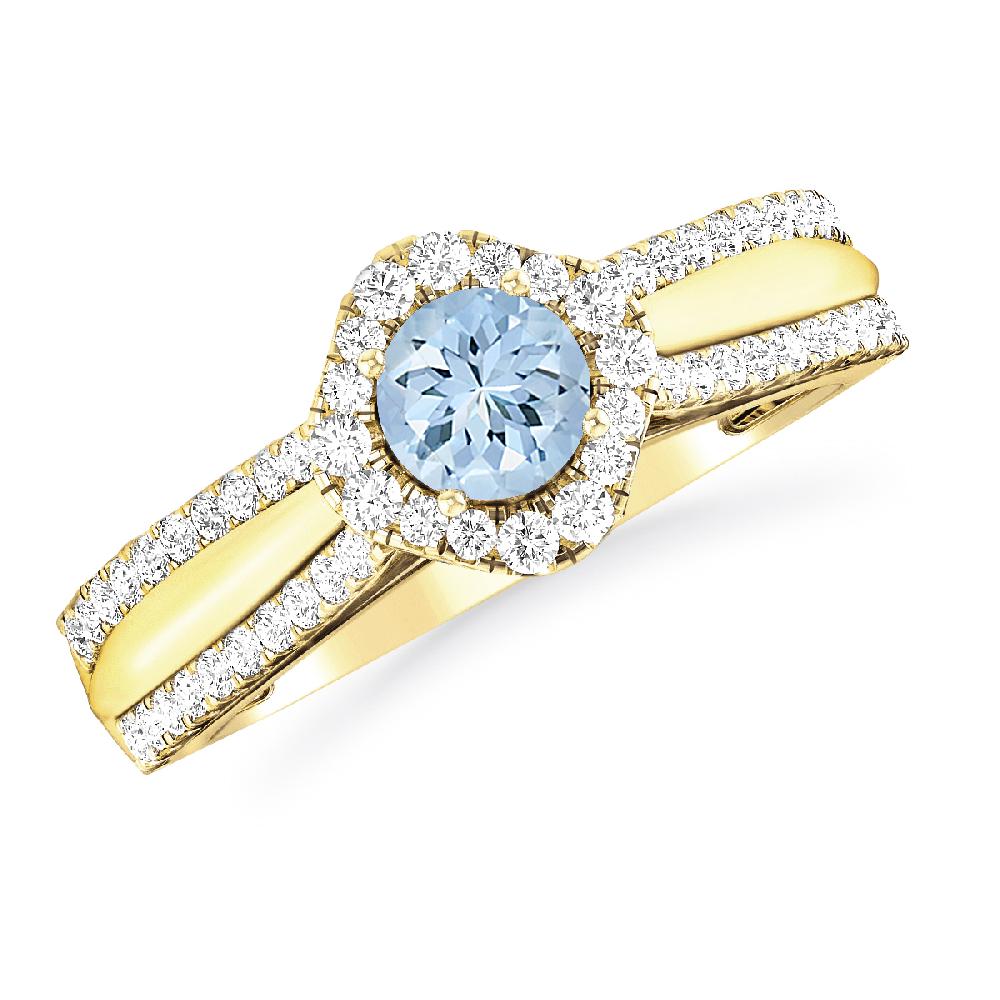 Yellow Gold - Aquamarine