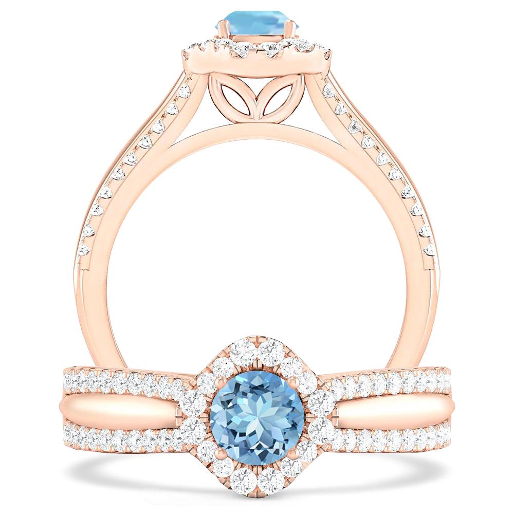 Rose Gold - Aquamarine