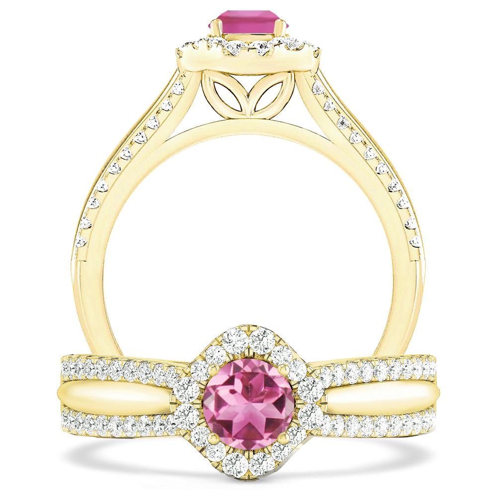 Yellow Gold - Pink Tourmaline