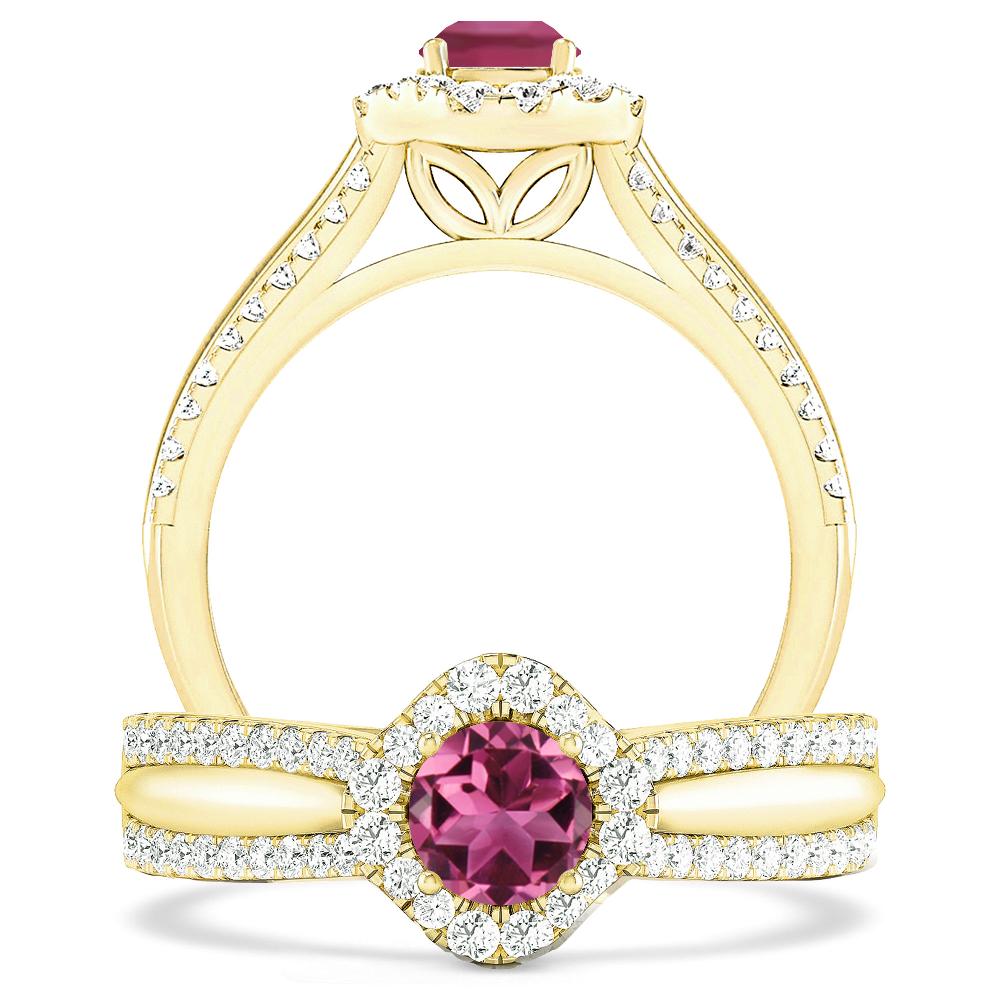 Yellow Gold - Pink Tourmaline