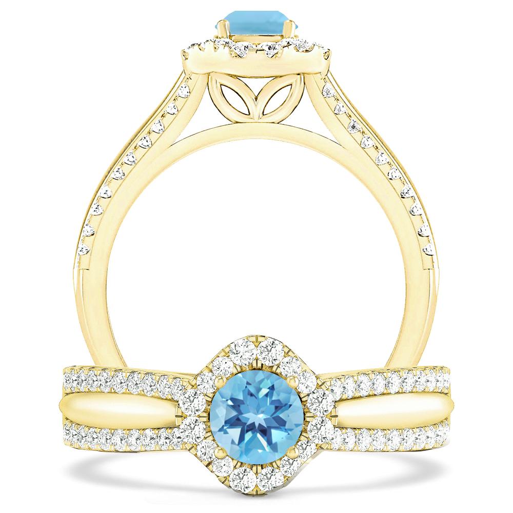 Yellow Gold - Blue Topaz