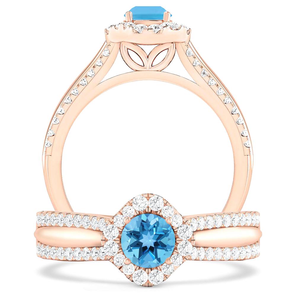 Rose Gold - Blue Topaz