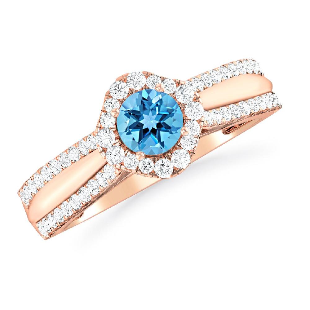 Rose Gold - Blue Topaz