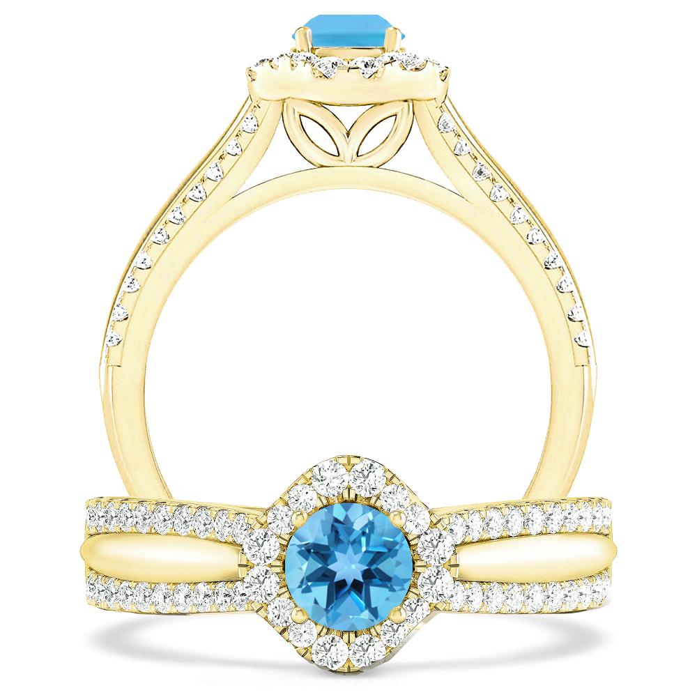 Yellow Gold - Blue Topaz