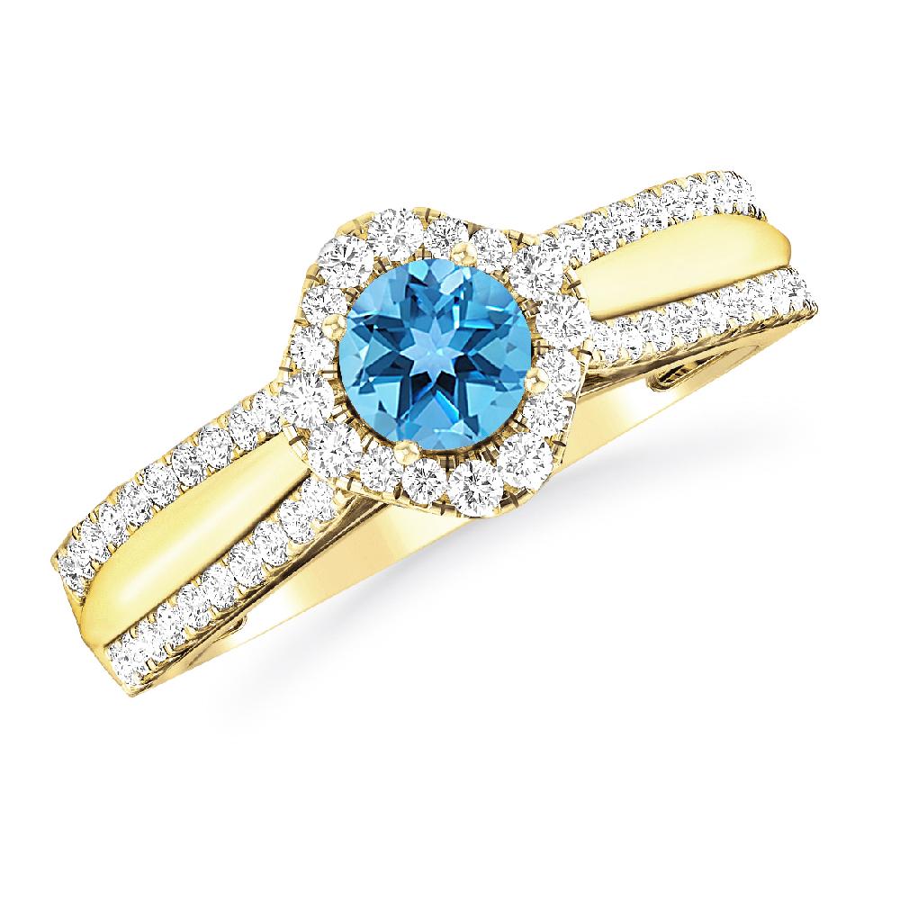 Yellow Gold - Blue Topaz