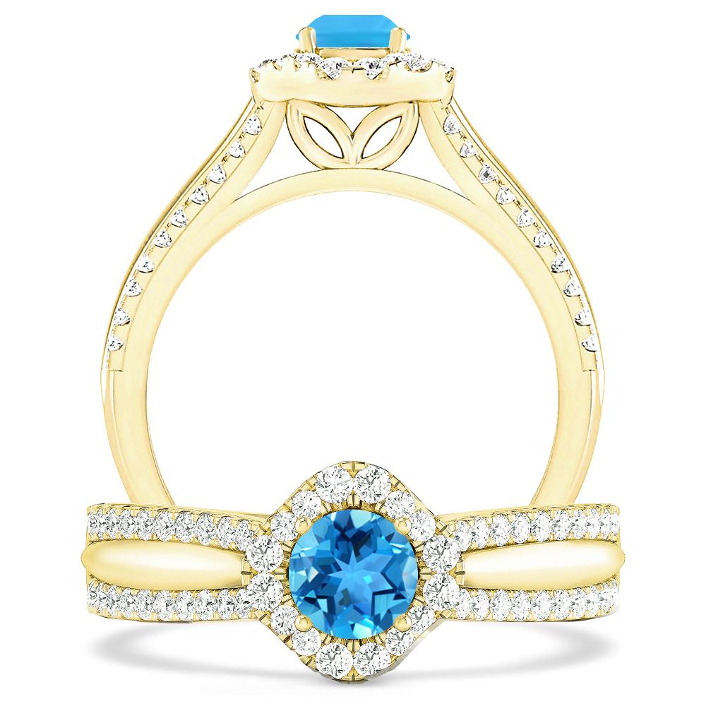 Yellow Gold - Blue Topaz