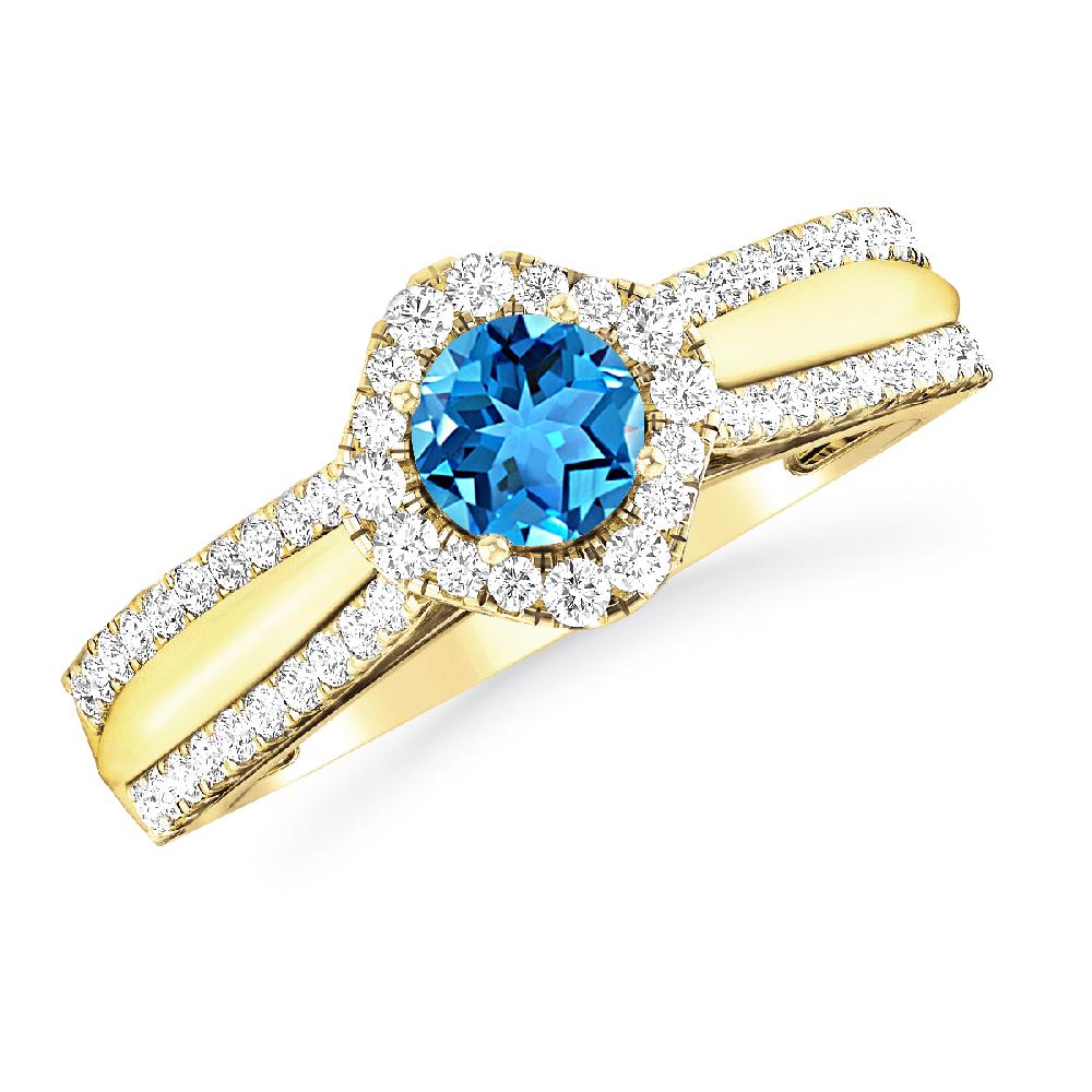 Yellow Gold - Blue Topaz