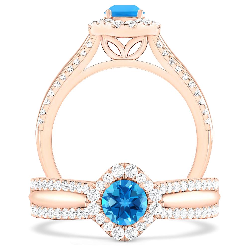 Rose Gold - Blue Topaz