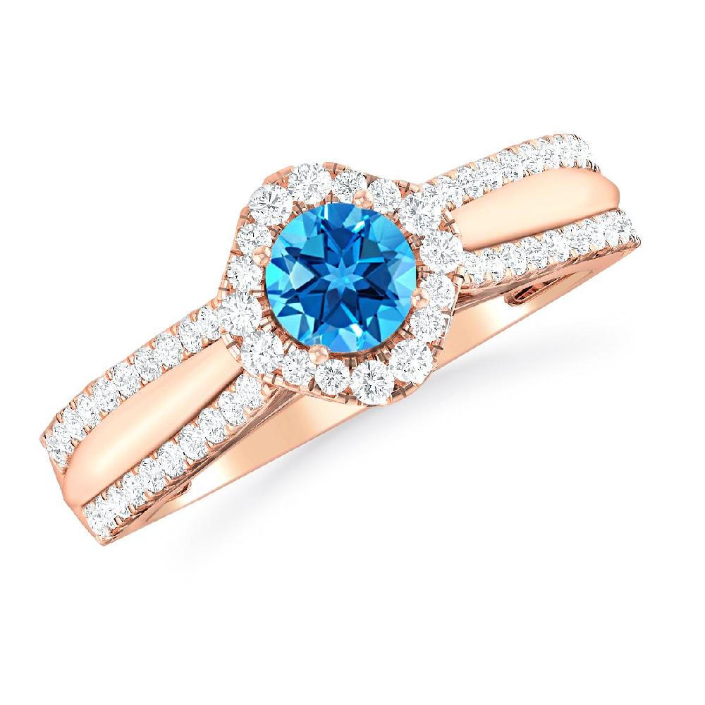 Rose Gold - Blue Topaz