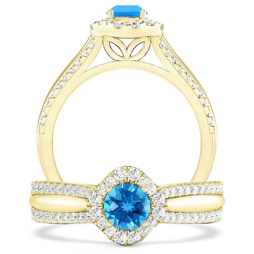 Yellow Gold - Blue Topaz