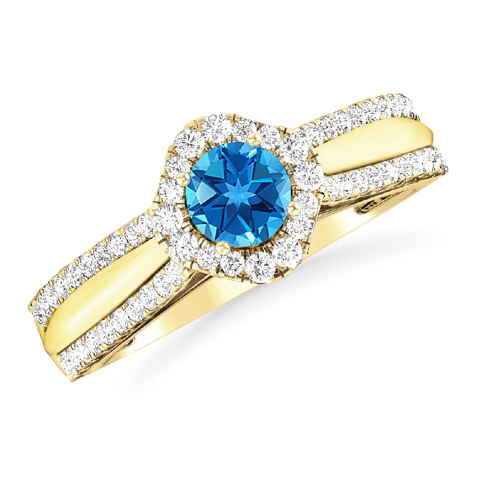 Yellow Gold - Blue Topaz