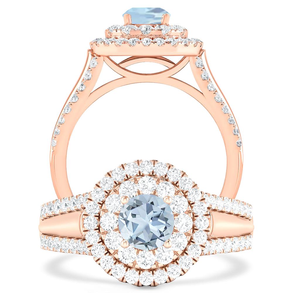 Rose Gold - Aquamarine