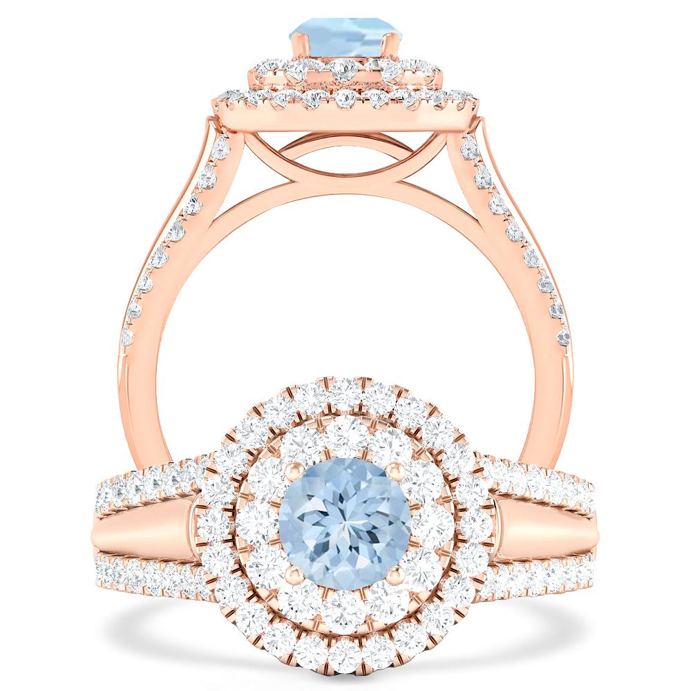 Rose Gold - Aquamarine