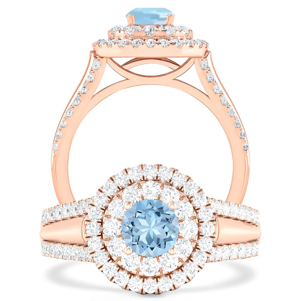 Rose Gold - Aquamarine