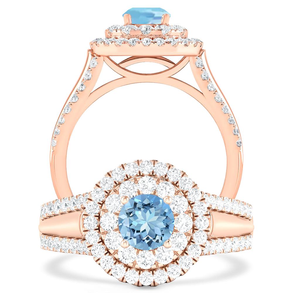 Rose Gold - Aquamarine