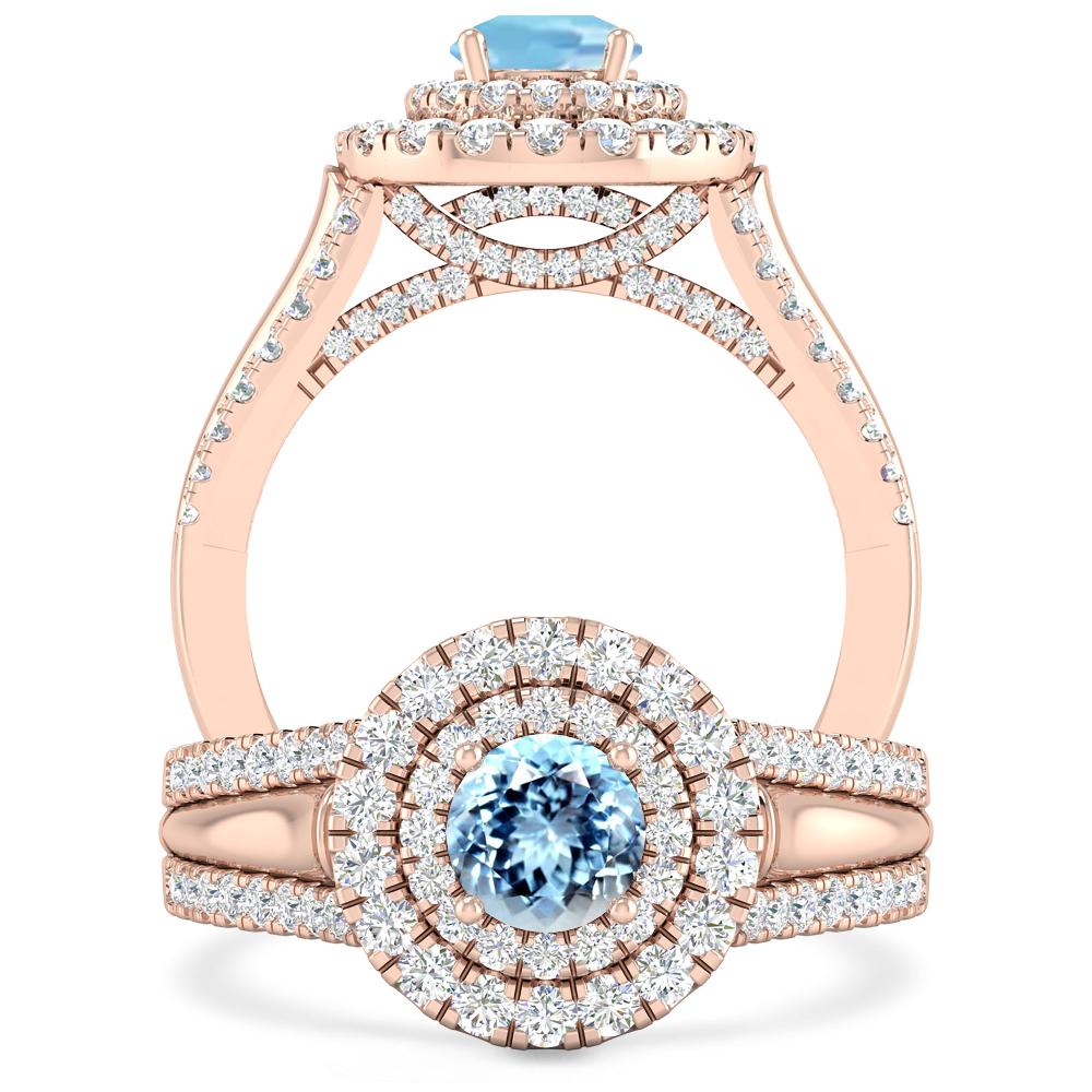 Rose Gold - Aquamarine