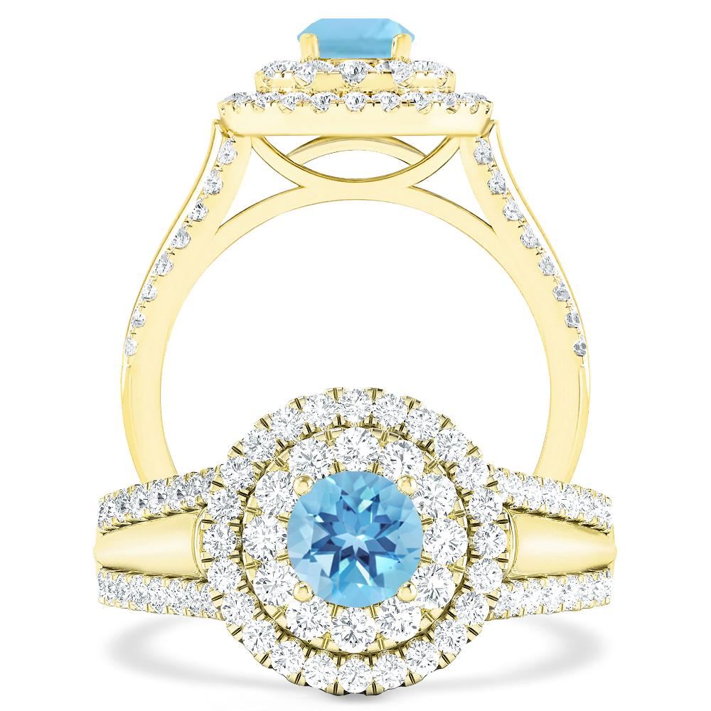 Yellow Gold - Blue Topaz