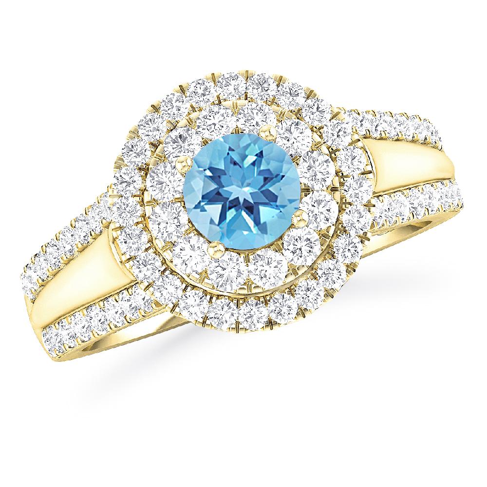 Yellow Gold - Blue Topaz