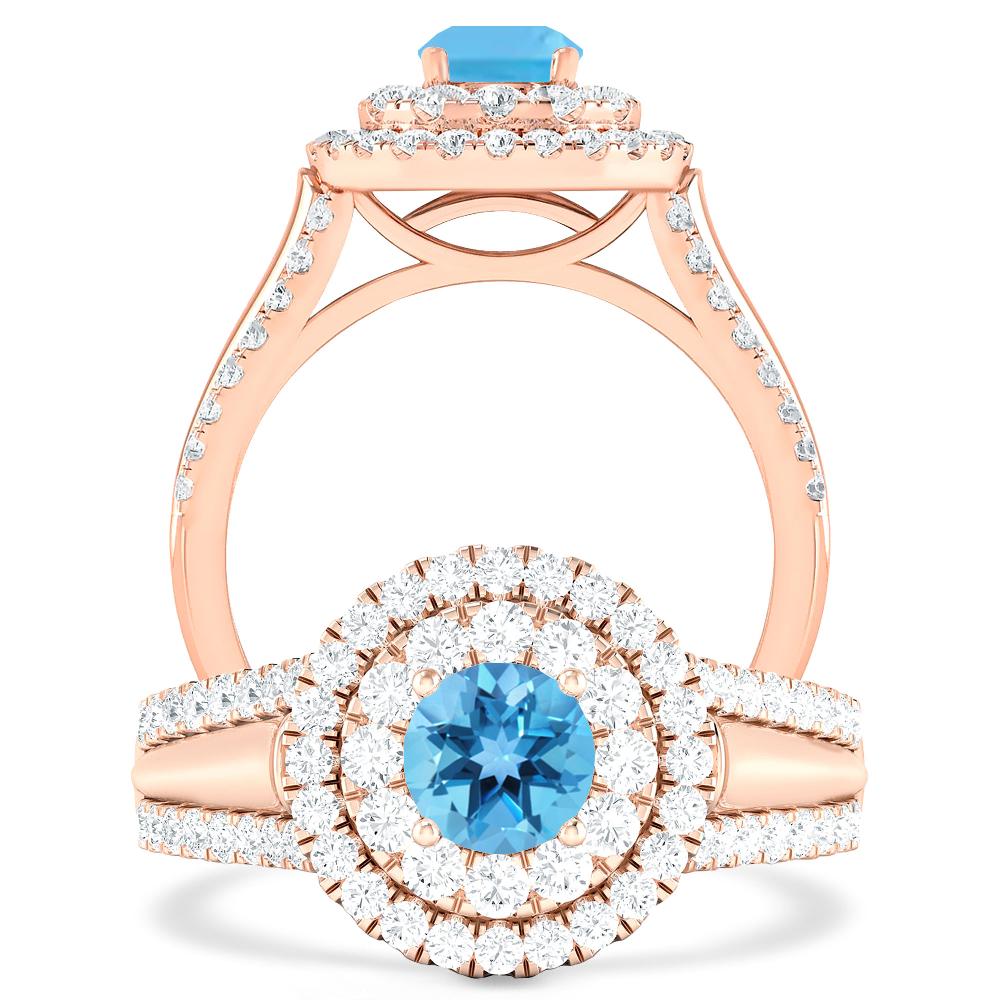 Rose Gold - Blue Topaz