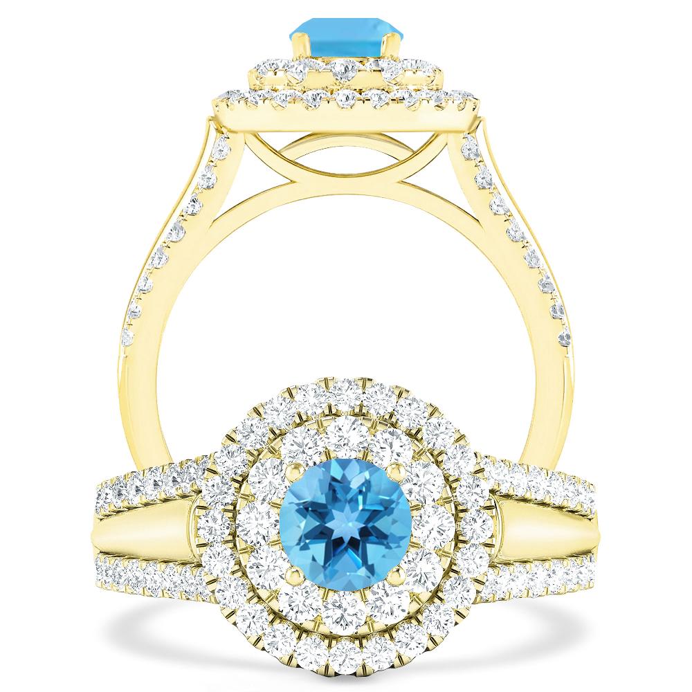 Yellow Gold - Blue Topaz