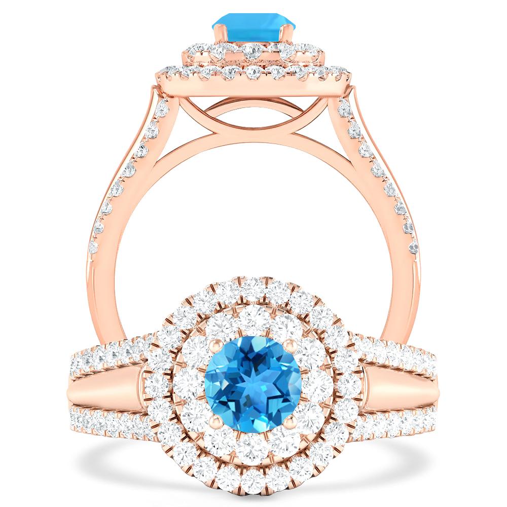 Rose Gold - Blue Topaz