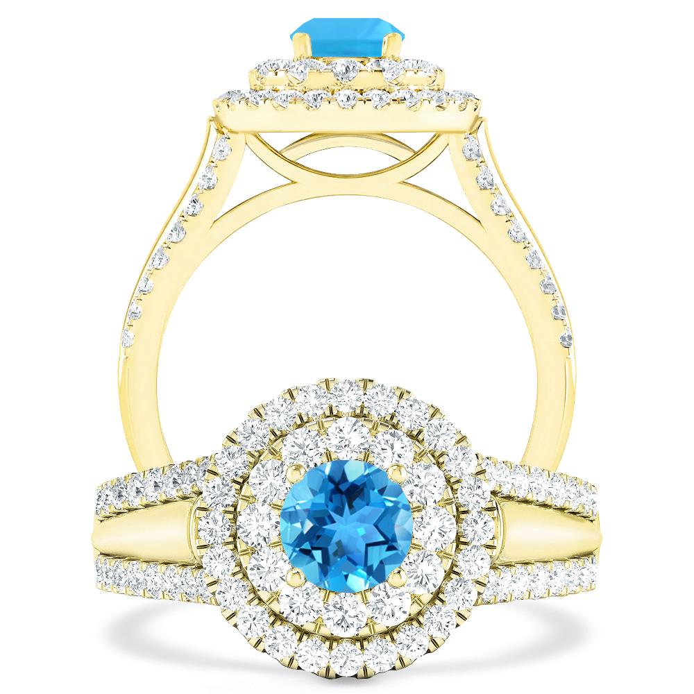 Yellow Gold - Blue Topaz