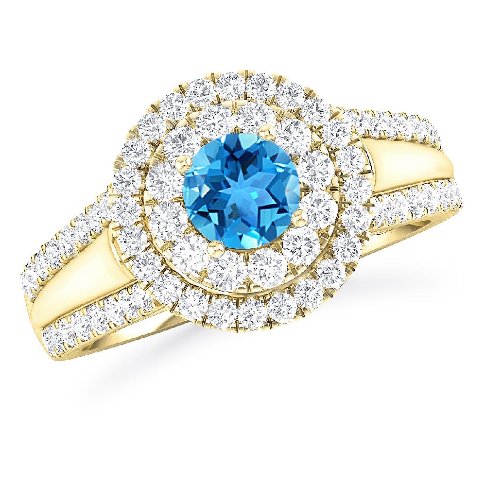 Yellow Gold - Blue Topaz