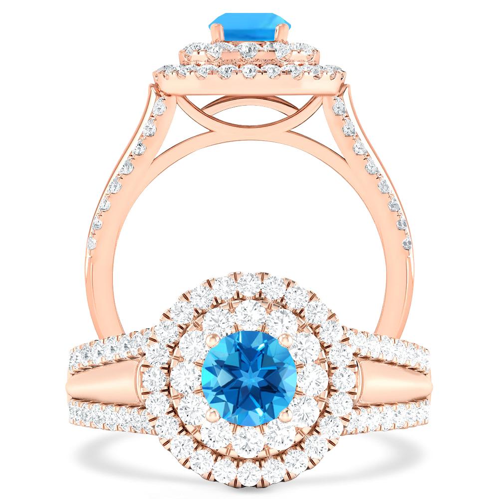 Rose Gold - Blue Topaz