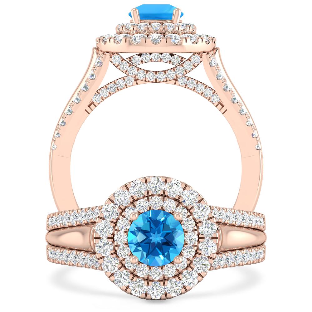 Rose Gold - Blue Topaz