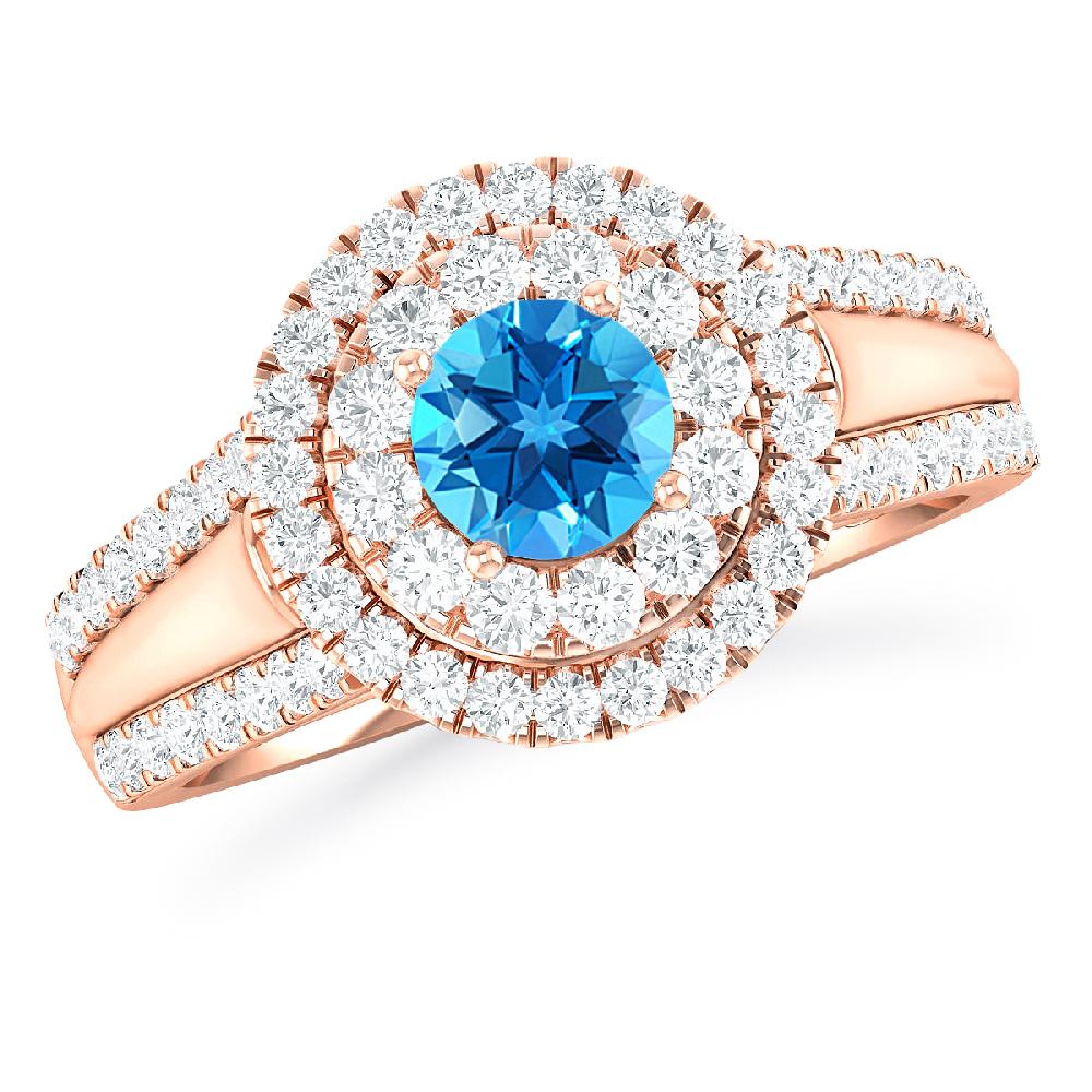 Rose Gold - Blue Topaz