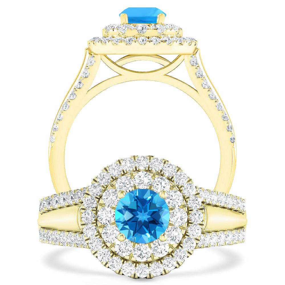 Yellow Gold - Blue Topaz