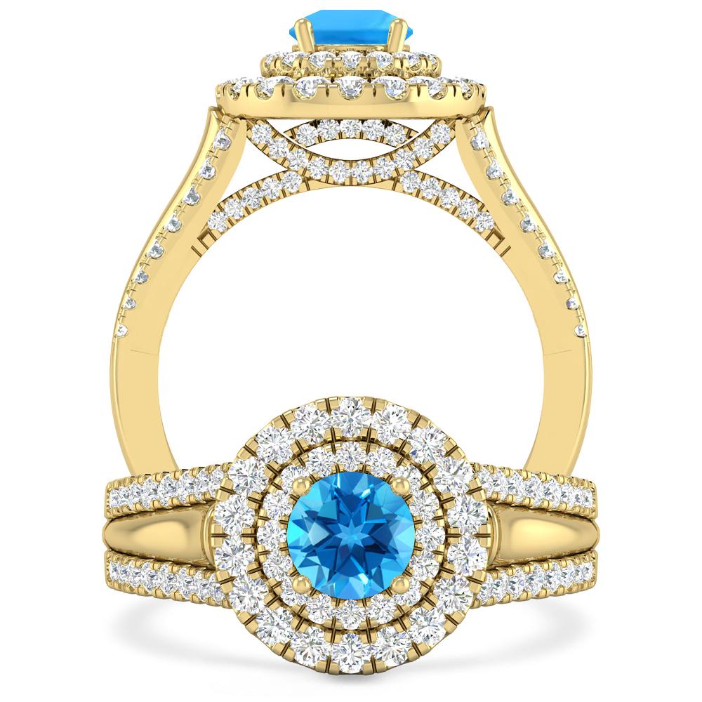 Yellow Gold - Blue Topaz