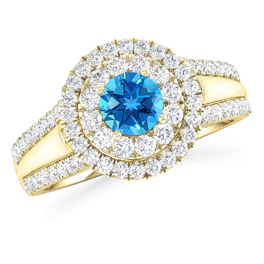 Yellow Gold - Blue Topaz