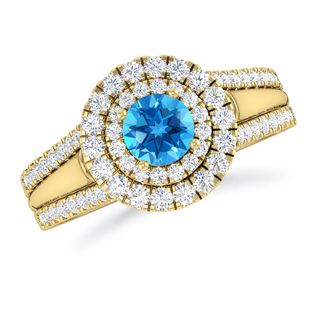 Yellow Gold - Blue Topaz