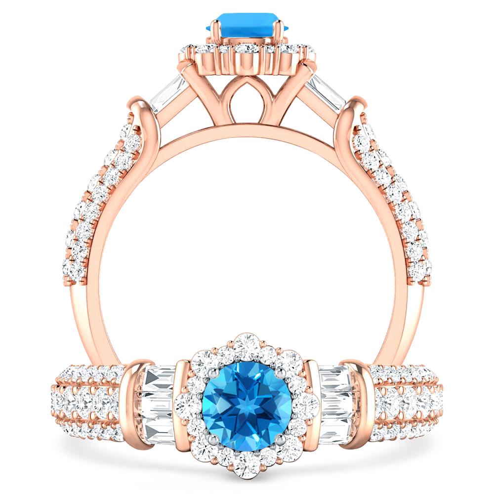 Rose Gold - Blue Topaz