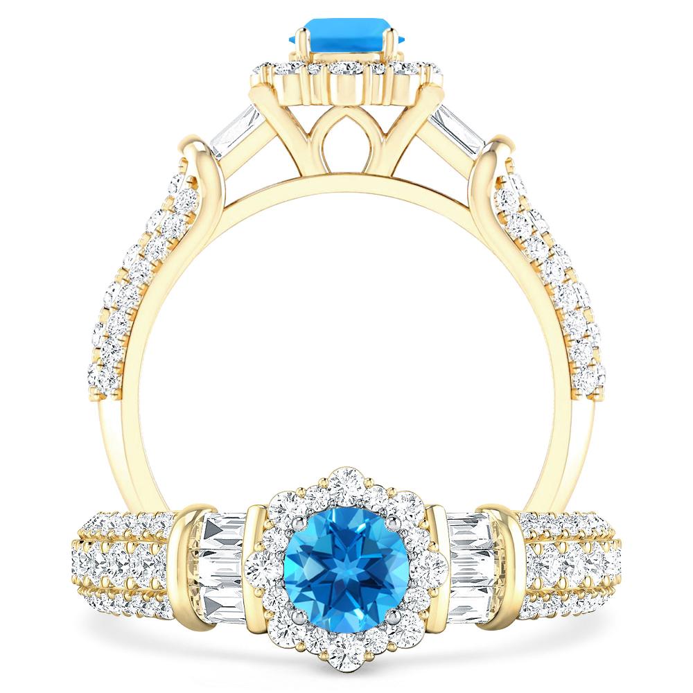 Yellow Gold - Blue Topaz