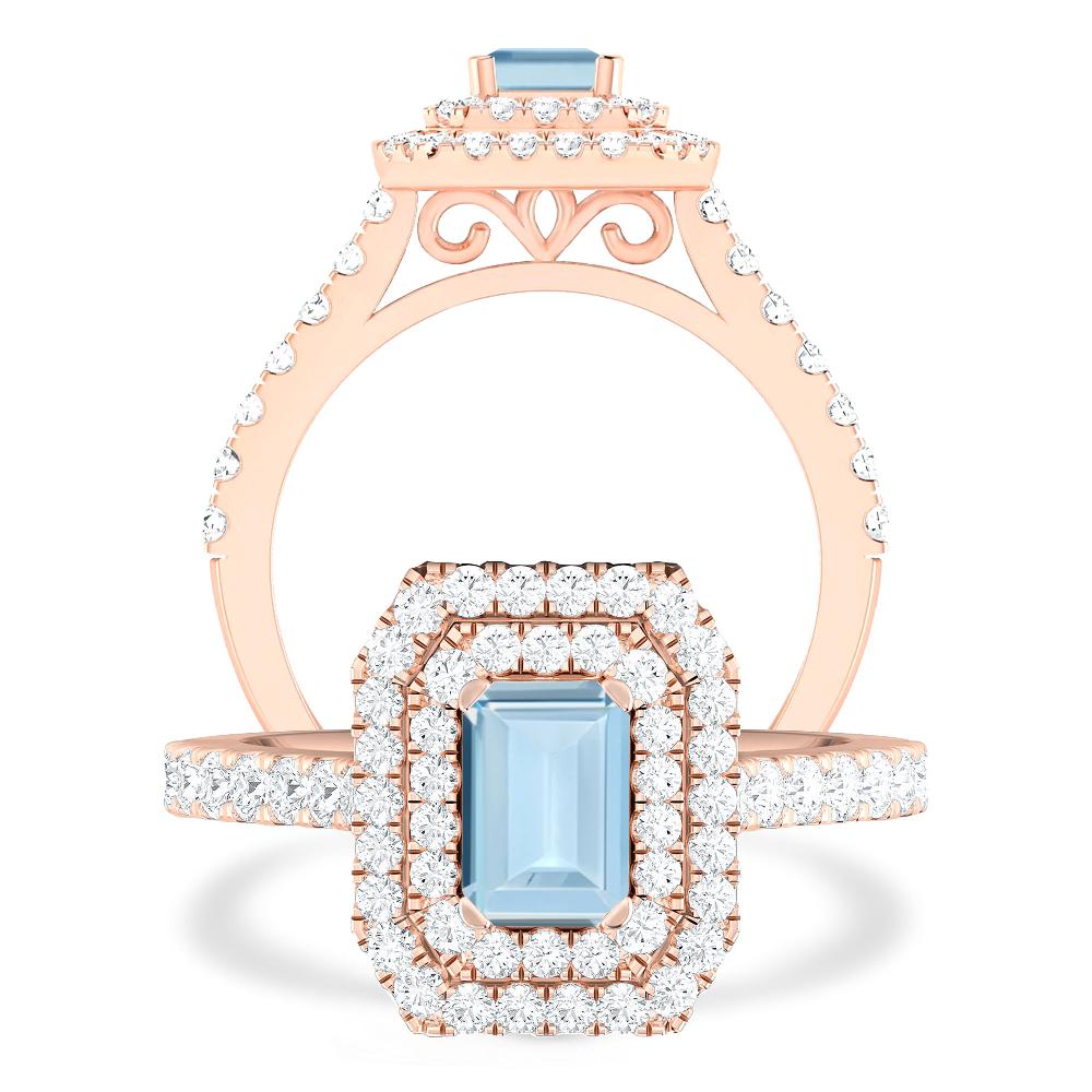 Rose Gold - Aquamarine