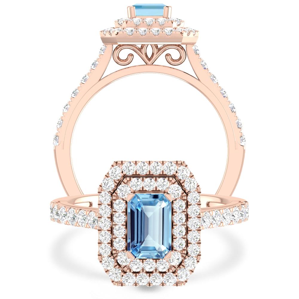 Rose Gold - Aquamarine