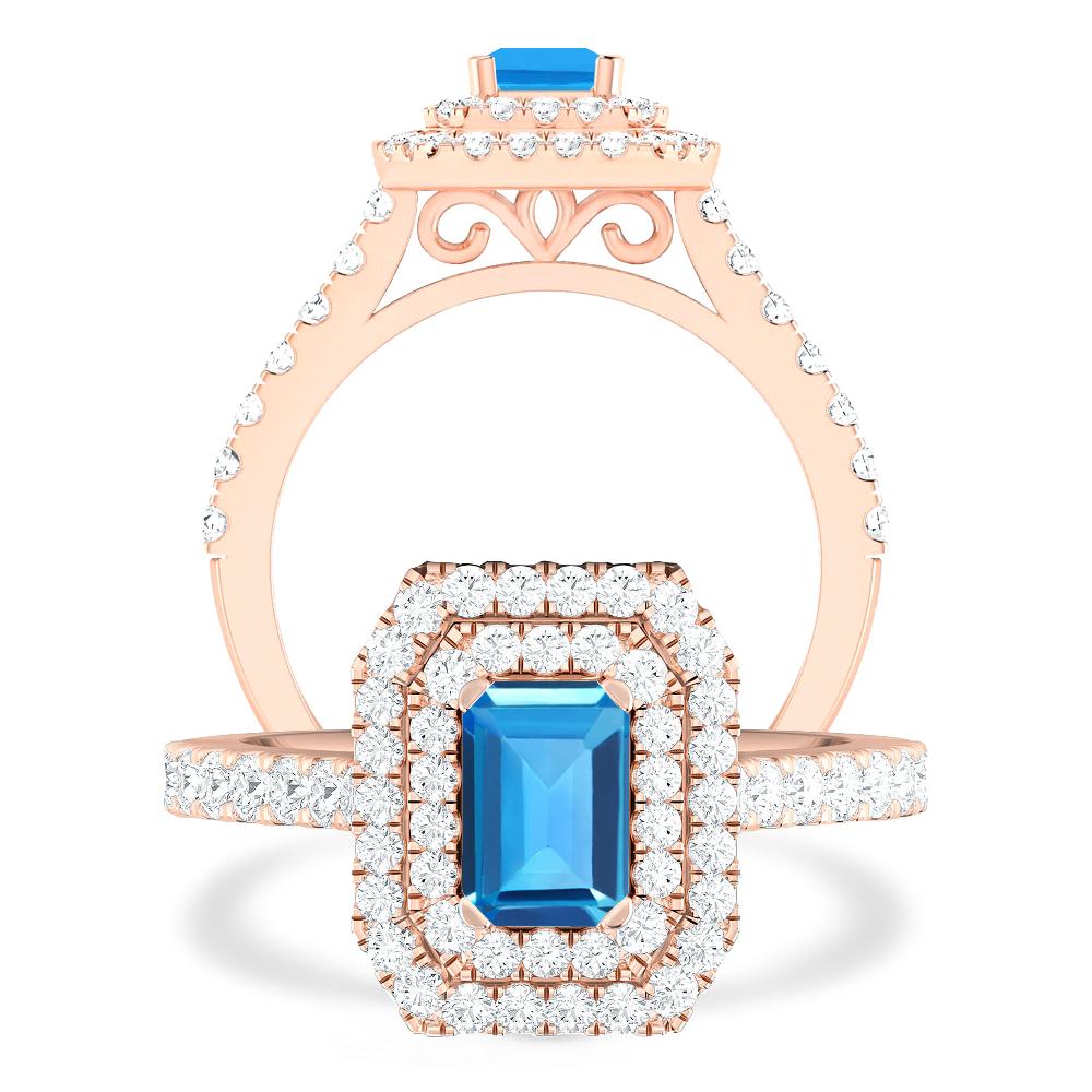 Rose Gold - Blue Topaz