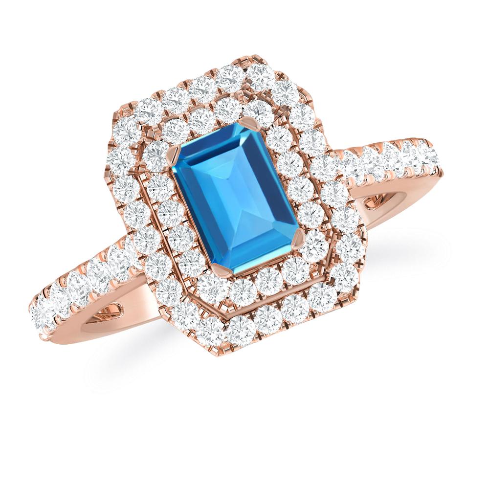 Rose Gold - Blue Topaz