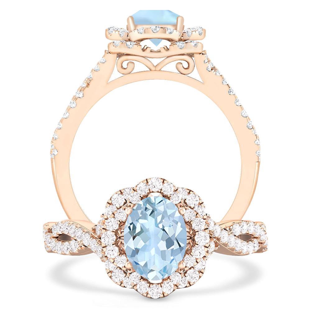 Rose Gold - Aquamarine