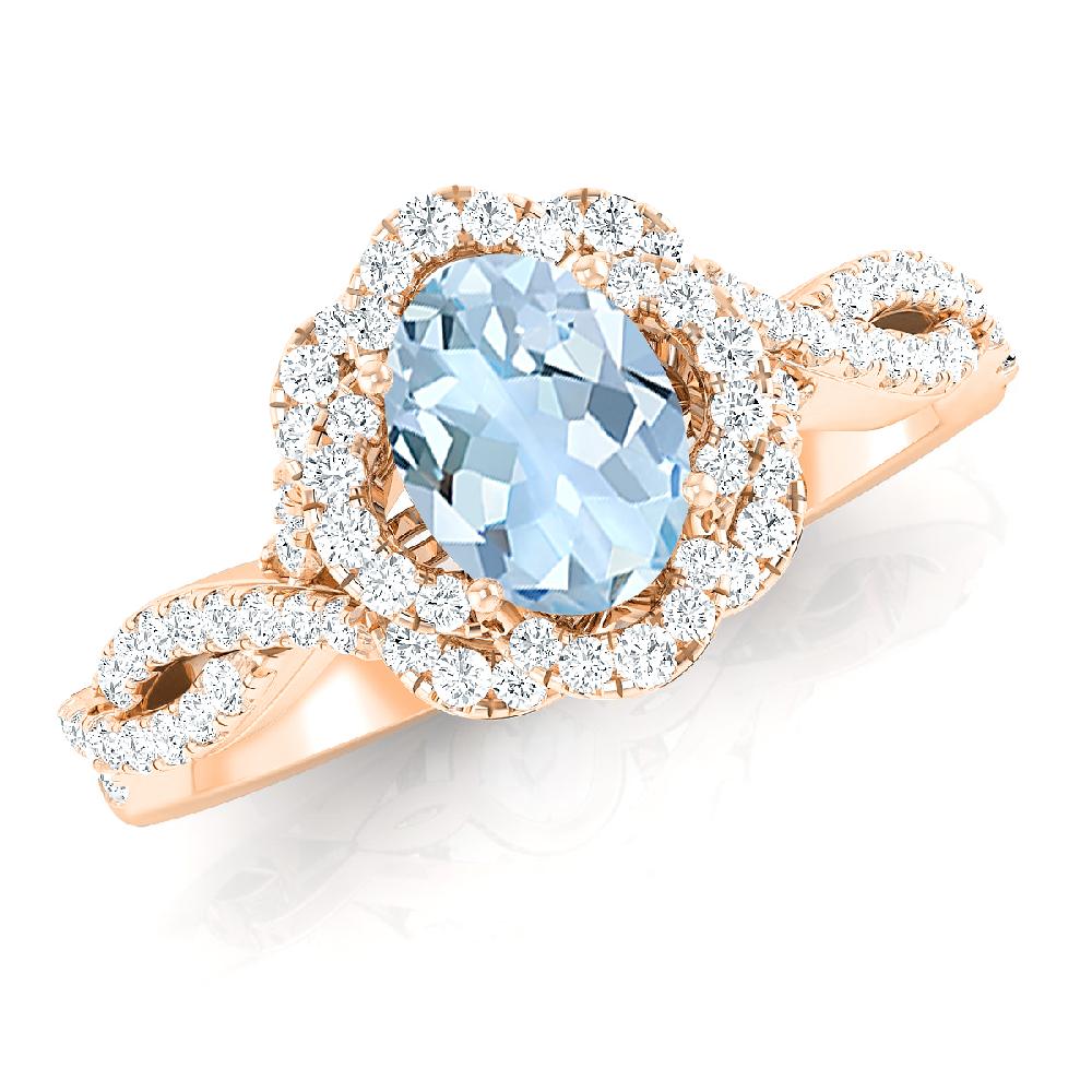 Rose Gold - Aquamarine