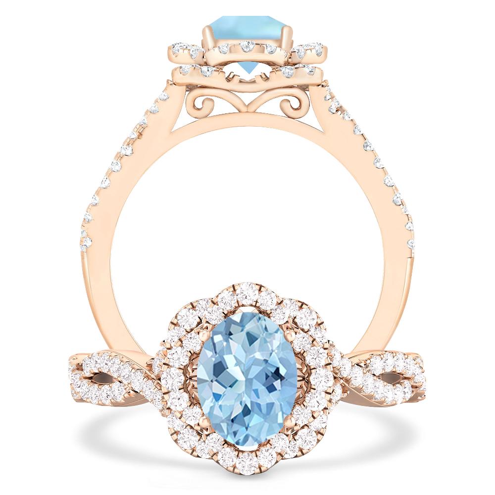 Rose Gold - Aquamarine