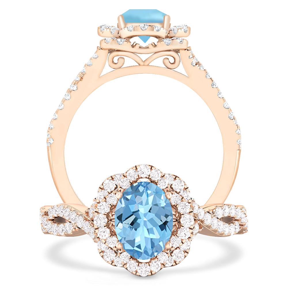 Rose Gold - Aquamarine