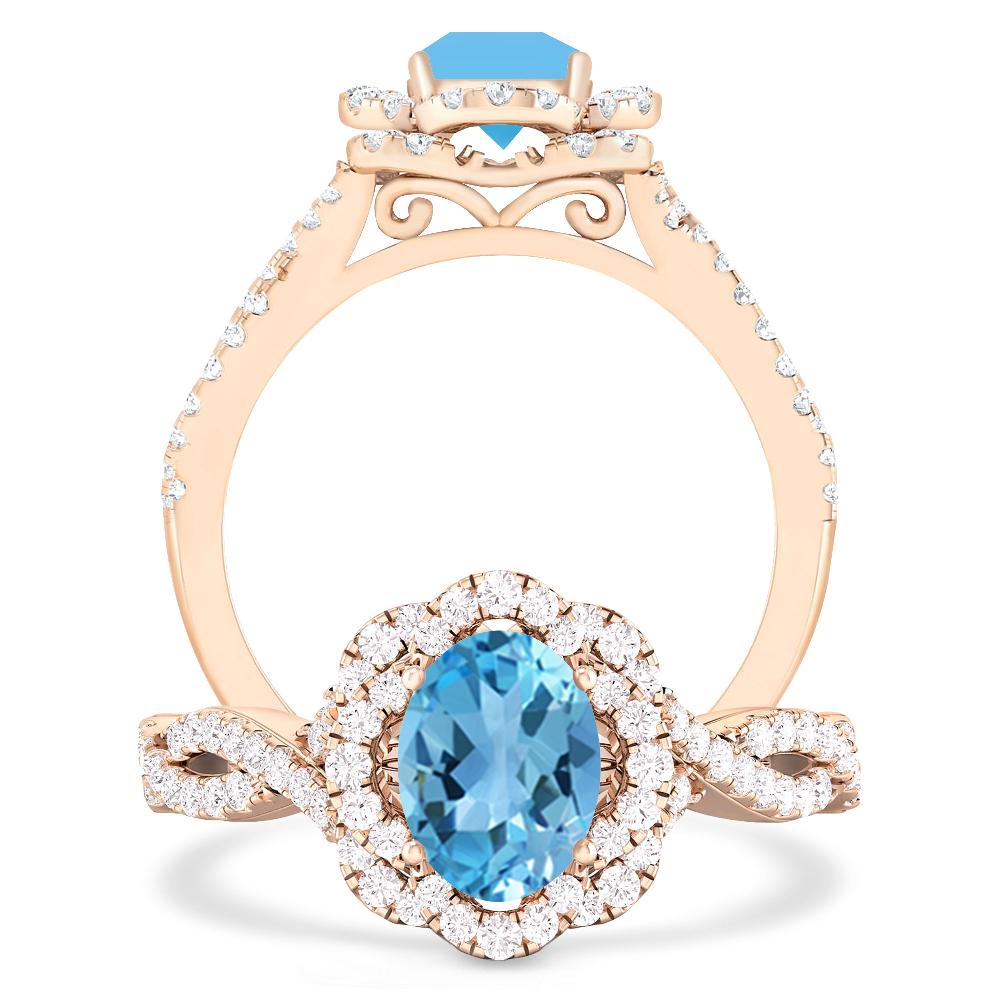 Rose Gold - Blue Topaz