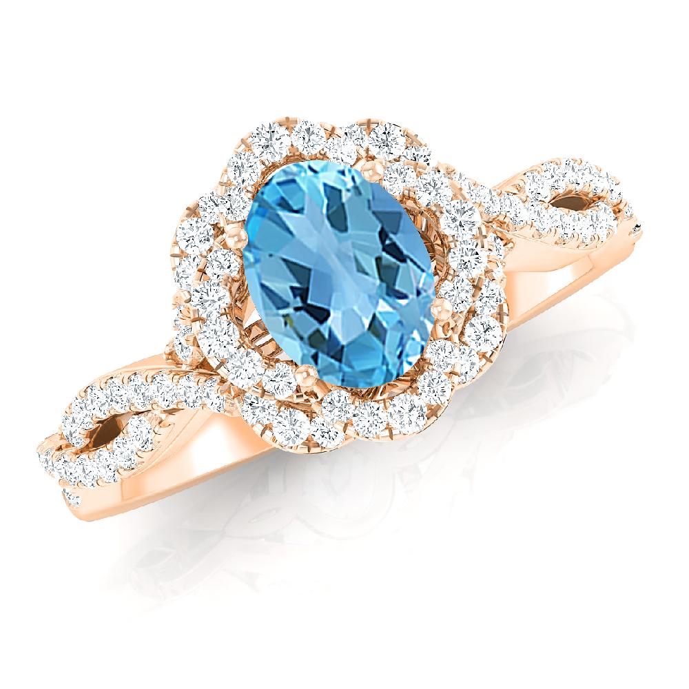 Rose Gold - Blue Topaz