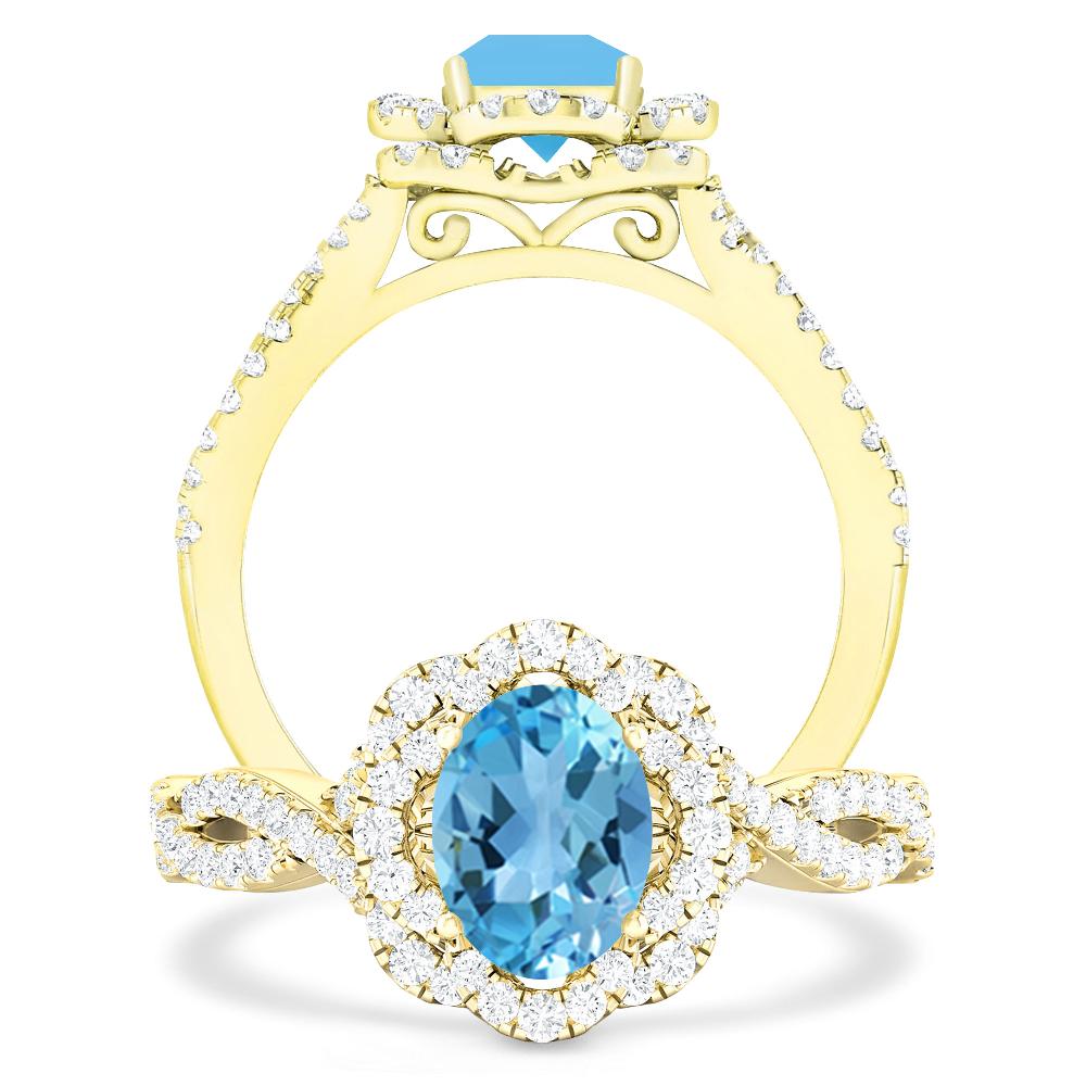 Yellow Gold - Blue Topaz