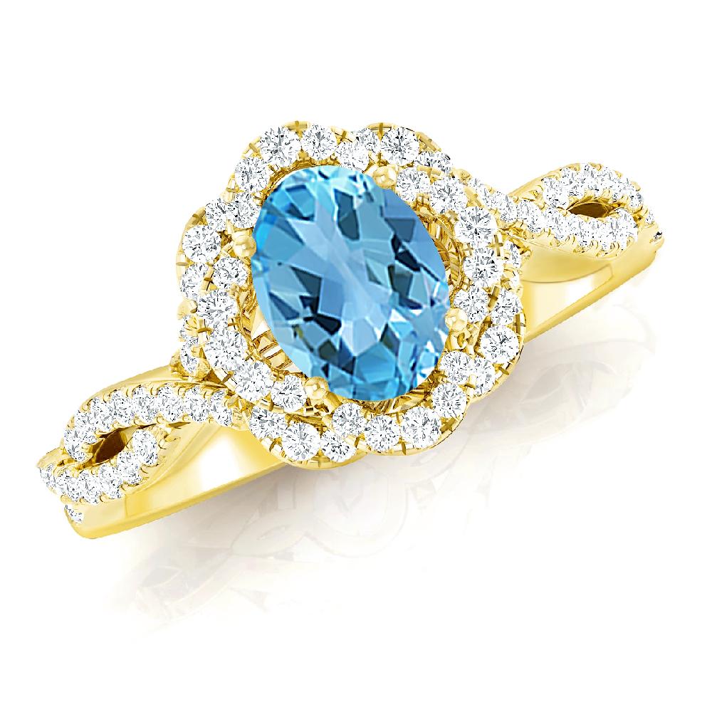 Yellow Gold - Blue Topaz