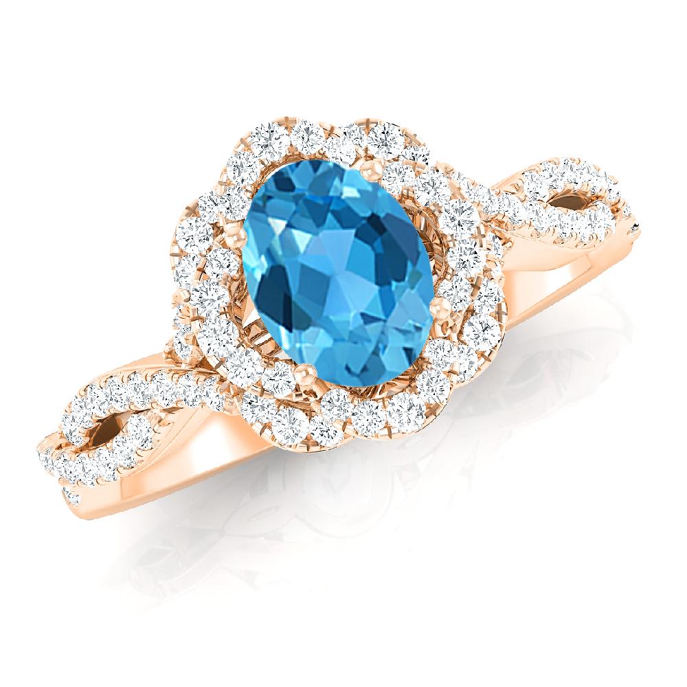 Rose Gold - Blue Topaz